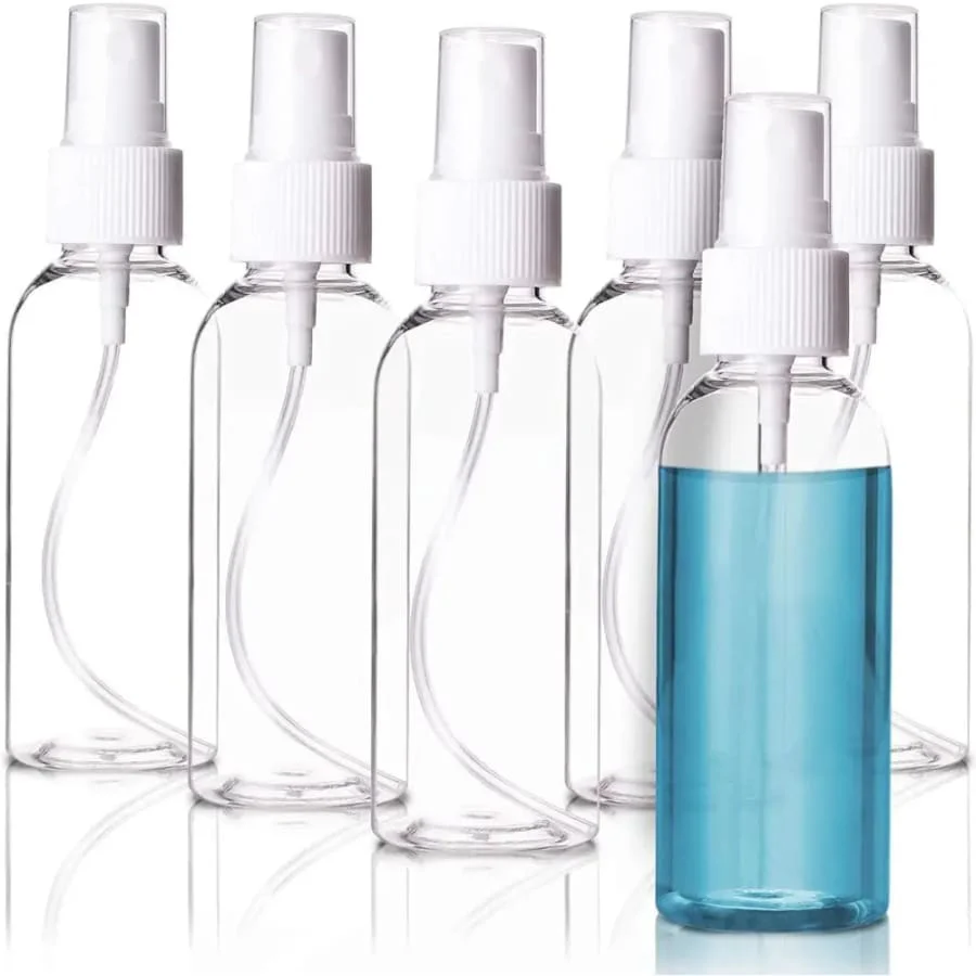 10 x 100 ml Clear Plastic Bottle with Fine Mist Spray Atomiser & Cap