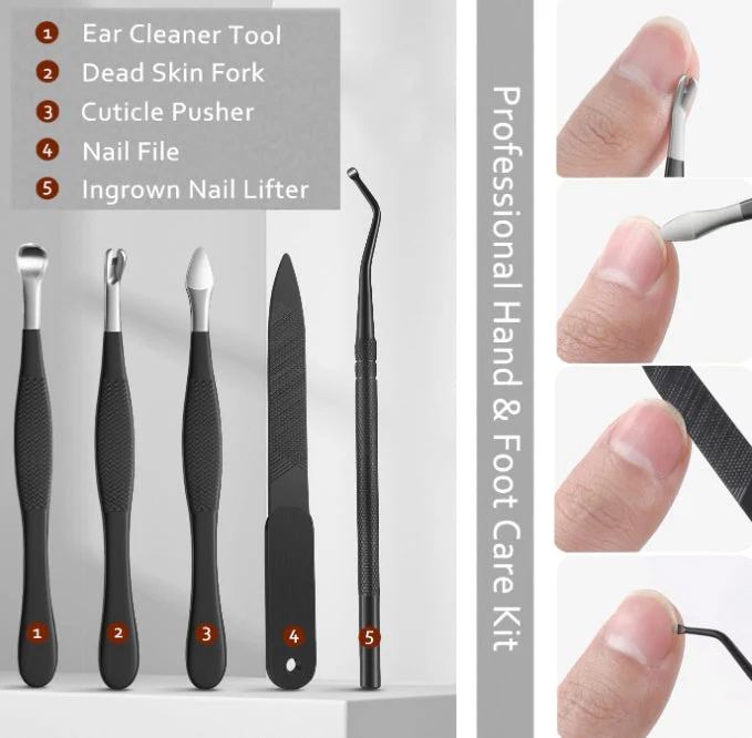 12 Pcs Ingrown Toenail Clipper Nail Cutter Pedicure Knife for Thick Nails Black - Image 2