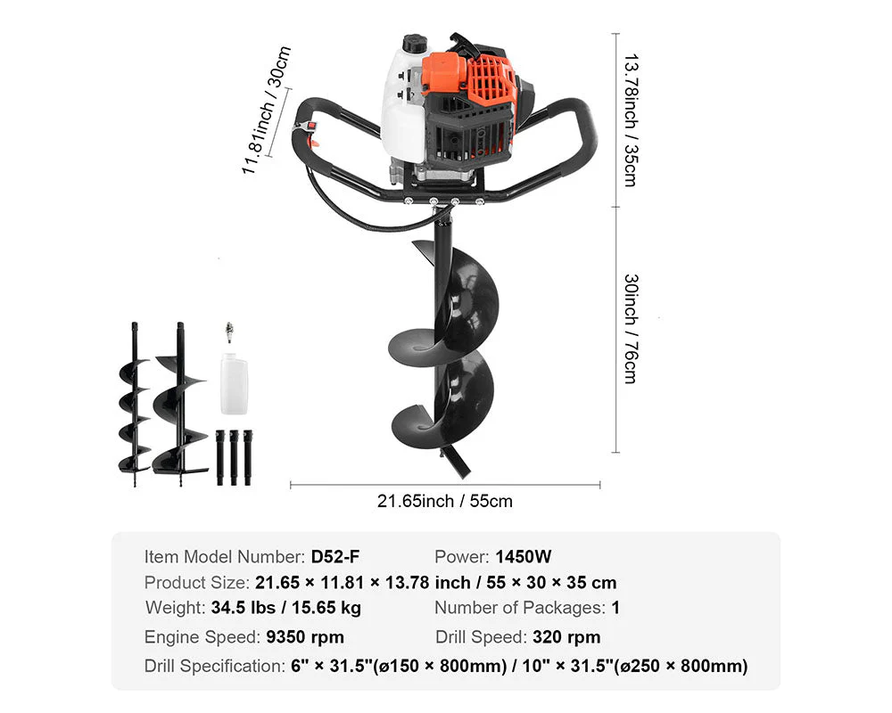 1450W Post Hole Digger 52CC - Image 8