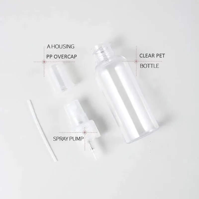 1500 pcs x 100 ml Clear Plastic Bottle with Fine Mist Spray Atomizer & Cap - Image 5