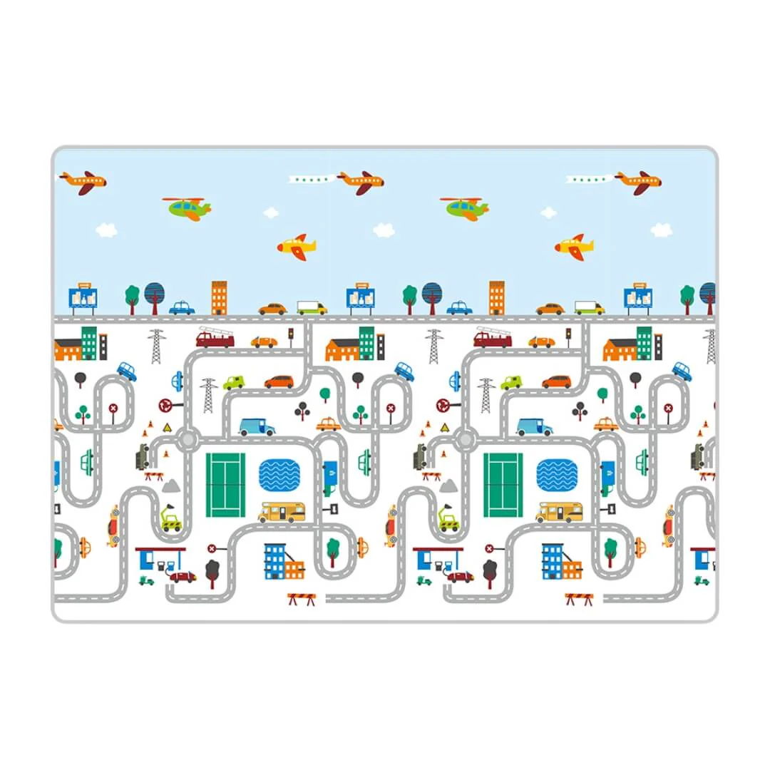 180x150x1 cm Foldable Baby Playmat with Carry Bag - City Road & Curve Both Sides-J - Image 2