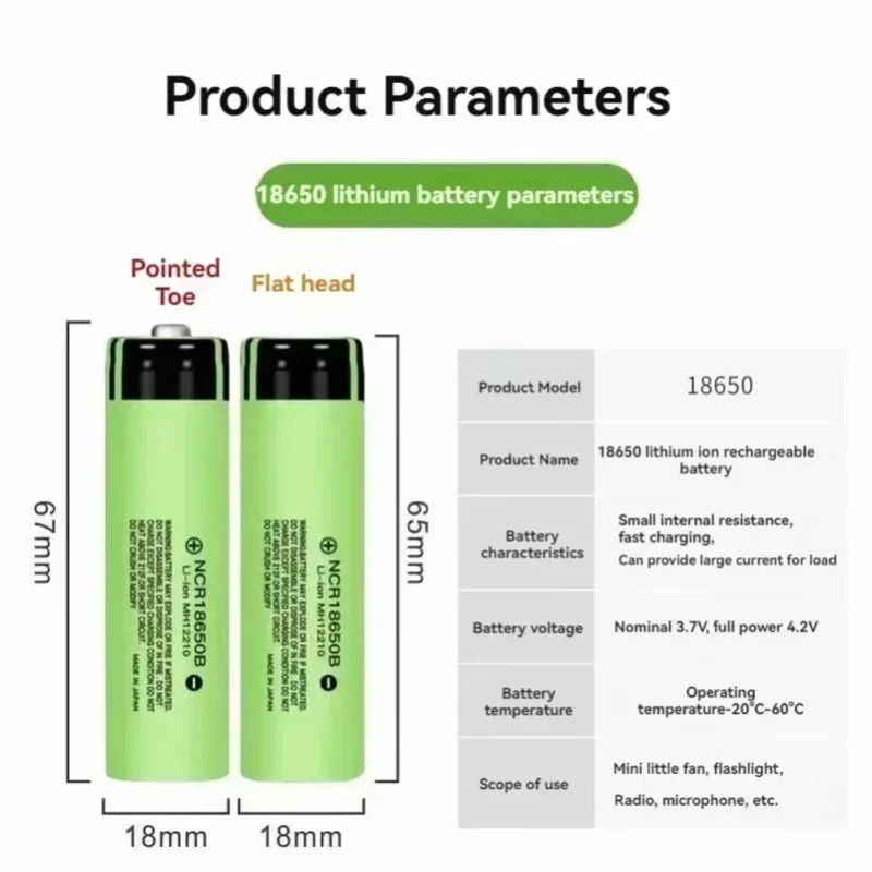 18650 Battery Rechargeable Button Top 6pcs - Image 3