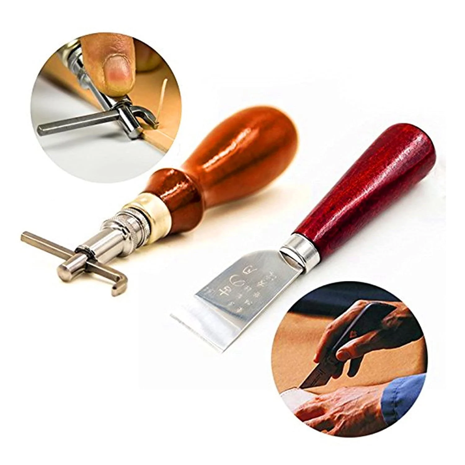 18PCs Leather Craft Tools Kit Tools DIY Groover Punch Kit Stiching Carving Craft Sewing - Image 5