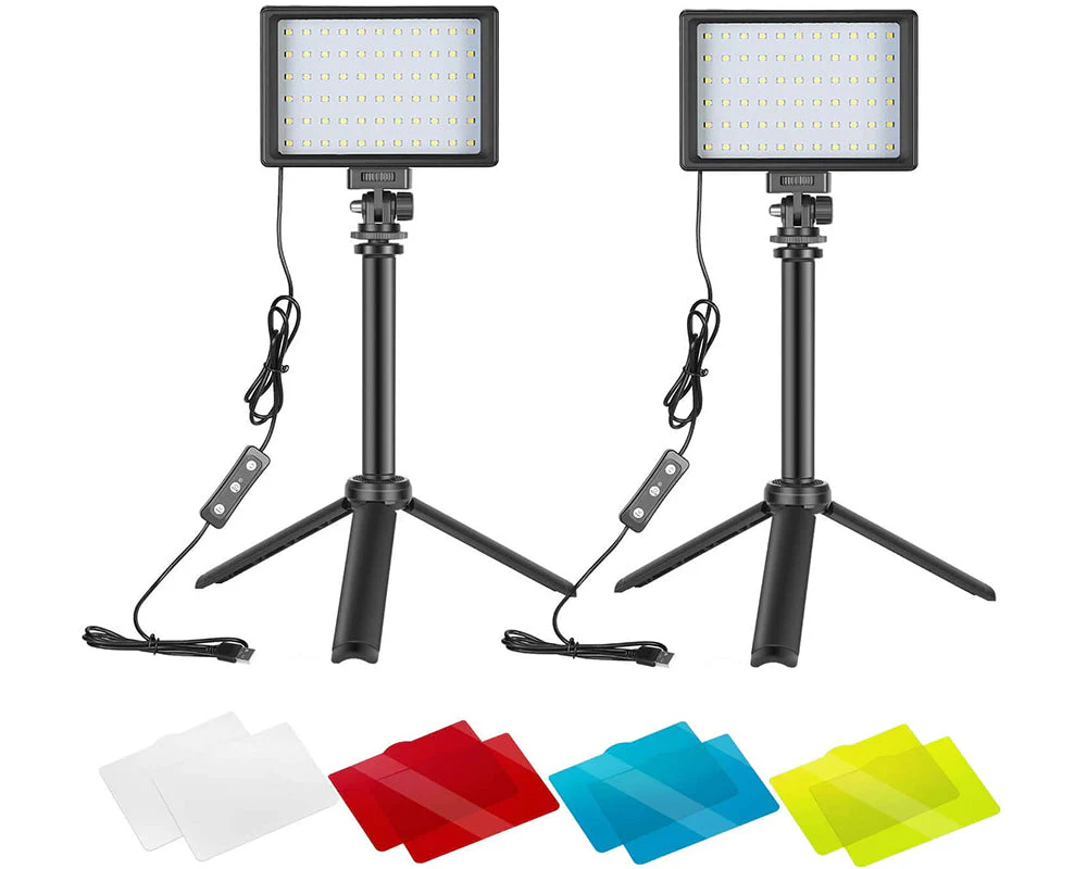 2-Pack Dimmable 5600K USB LED Video Light with Adjustable Tripod Stand - Image 10