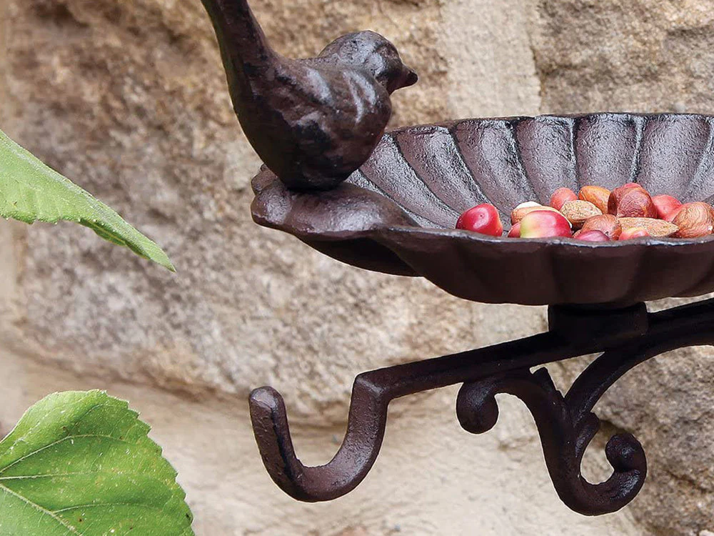 2 Set Cast Iron Bird Bath/Feeder with Wall Bracket - Image 5