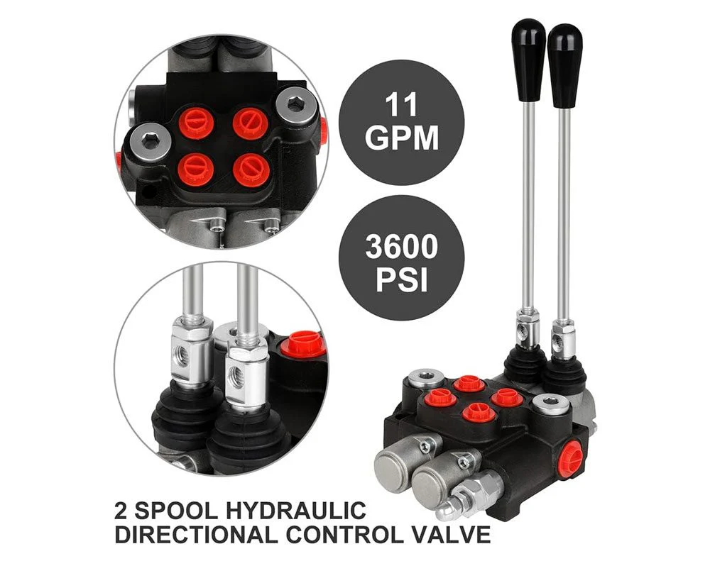 2 Spool Hydraulic Directional Control Valve 11 Gpm double acting cylinder spool - Image 2