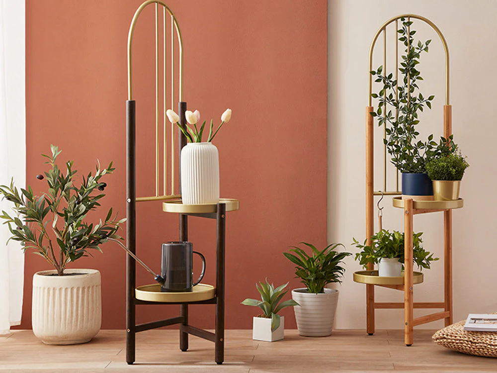 2 Tier Clamping Plants Stand/Display Rack-Natural - Image 3