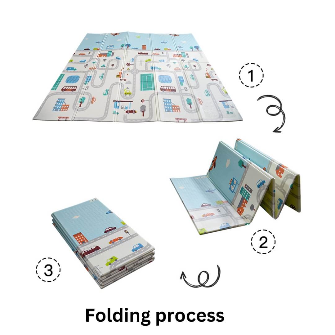 200x150x1 cm Foldable Baby Playmat with Carry Bag - Animals & Stars Sides-E - Image 5