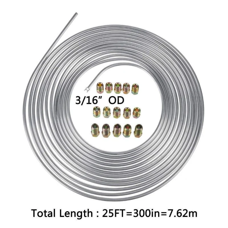 25Ft 3/16 OD Metal Brake Line Tubing Set with 16 Assorted Fittings - Image 2