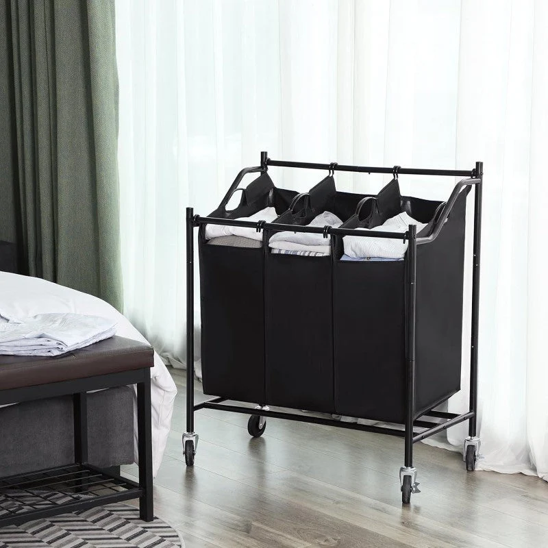 3 Bag Laundry Hamper Rolling Laundry Sorter - Image 6