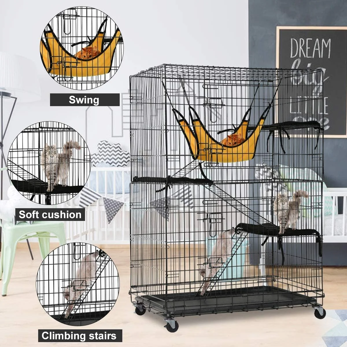 3 Level Rabbit Bird Cage Ferret Parrot Aviary Cat Rat Aviary Budgie Hamster Pet Cages Castor XL - Image 6