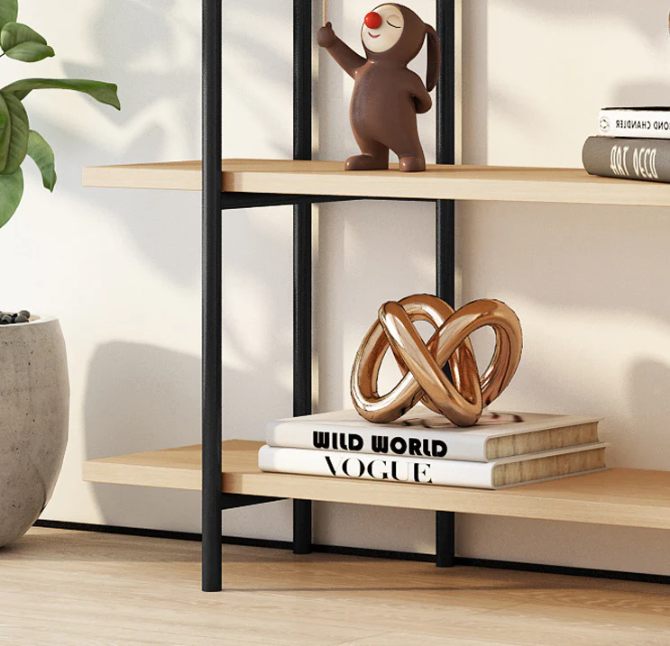 3 Tier Bookshelf Console Table Hallway Flower Table (Natural Wood) - Image 4