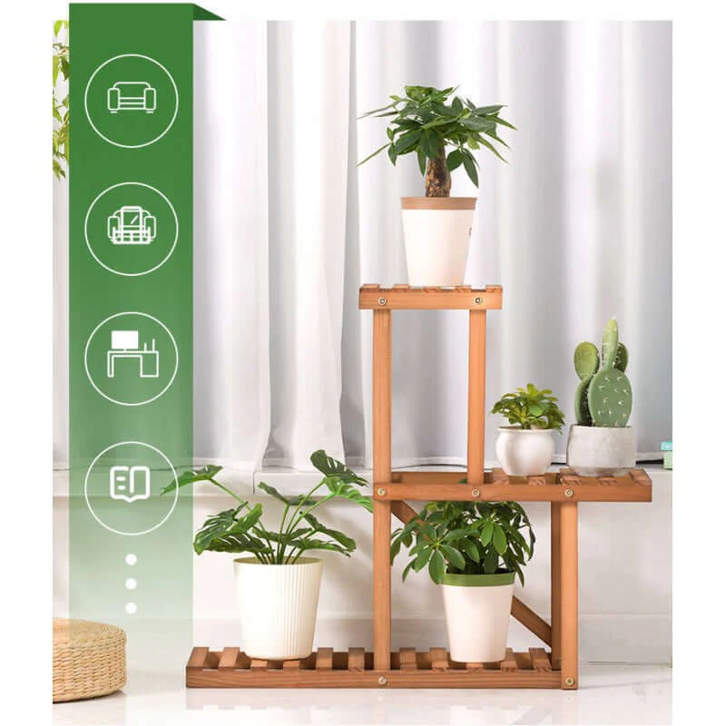 3 Tier Bamboo Plant Stand Indoor 3 Tier Bamboo Plant Stand for Balcony & Garden - Image 4