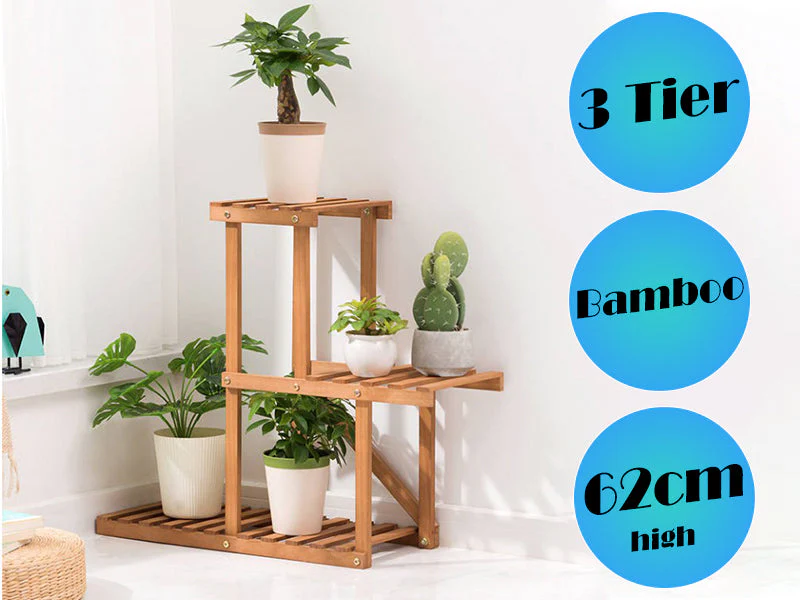 3 Tier Bamboo Plant Stand Indoor 3 Tier Bamboo Plant Stand for Balcony & Garden - Image 6