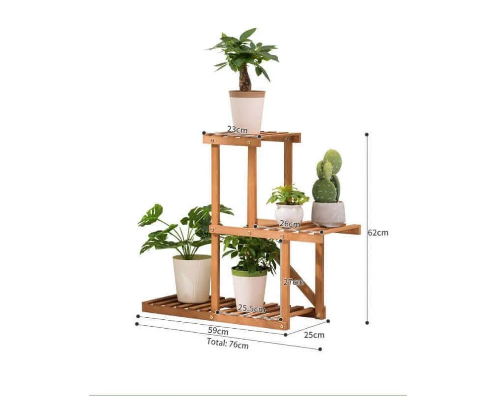 3 Tier Bamboo Plant Stand Indoor 3 Tier Bamboo Plant Stand for Balcony & Garden - Image 7