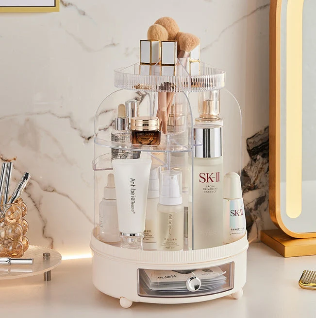 360 Degree Rotating Cosmetics Storage Box Desktop Large Capacity cosmetics Rack - Image 2