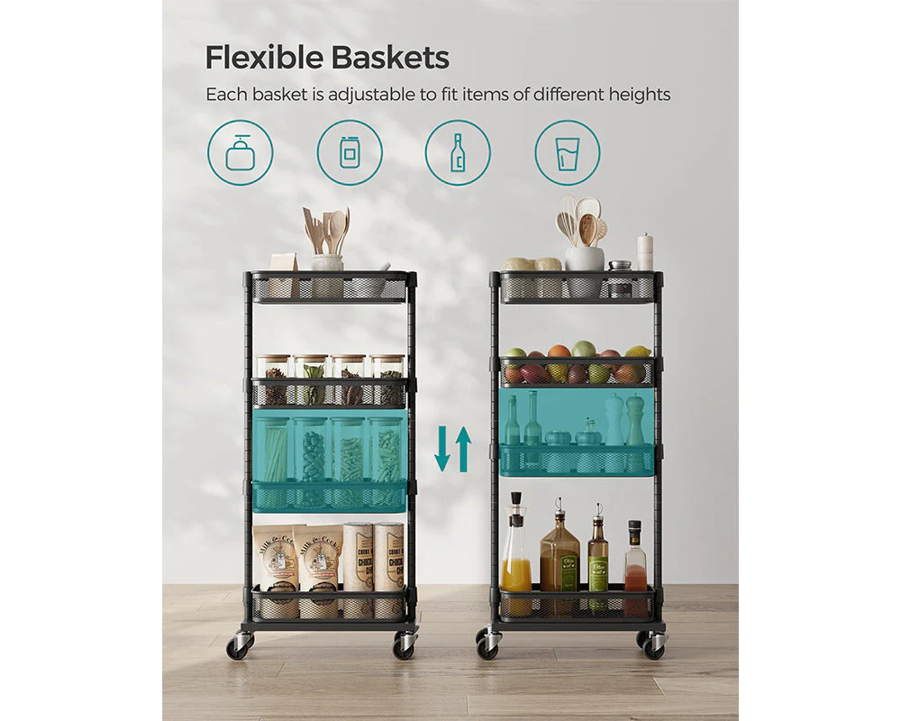 Slim Kitchen Trolley 4 Tier Rolling Storage Cart - Image 5