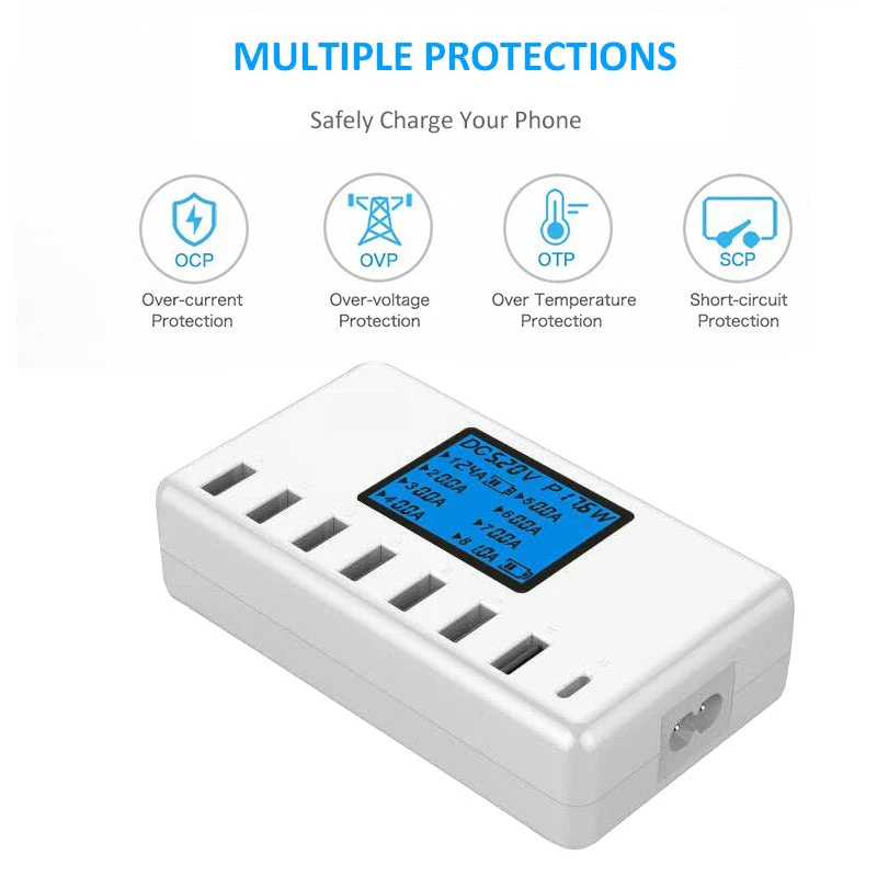 40W Smart 8 Ports USB Charger Station with LCD Display - Image 5