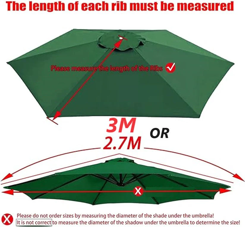 5 Colours 6-Arm/3M Parasol Replacement Cloth Round Garden Umbrella Cover - Image 3
