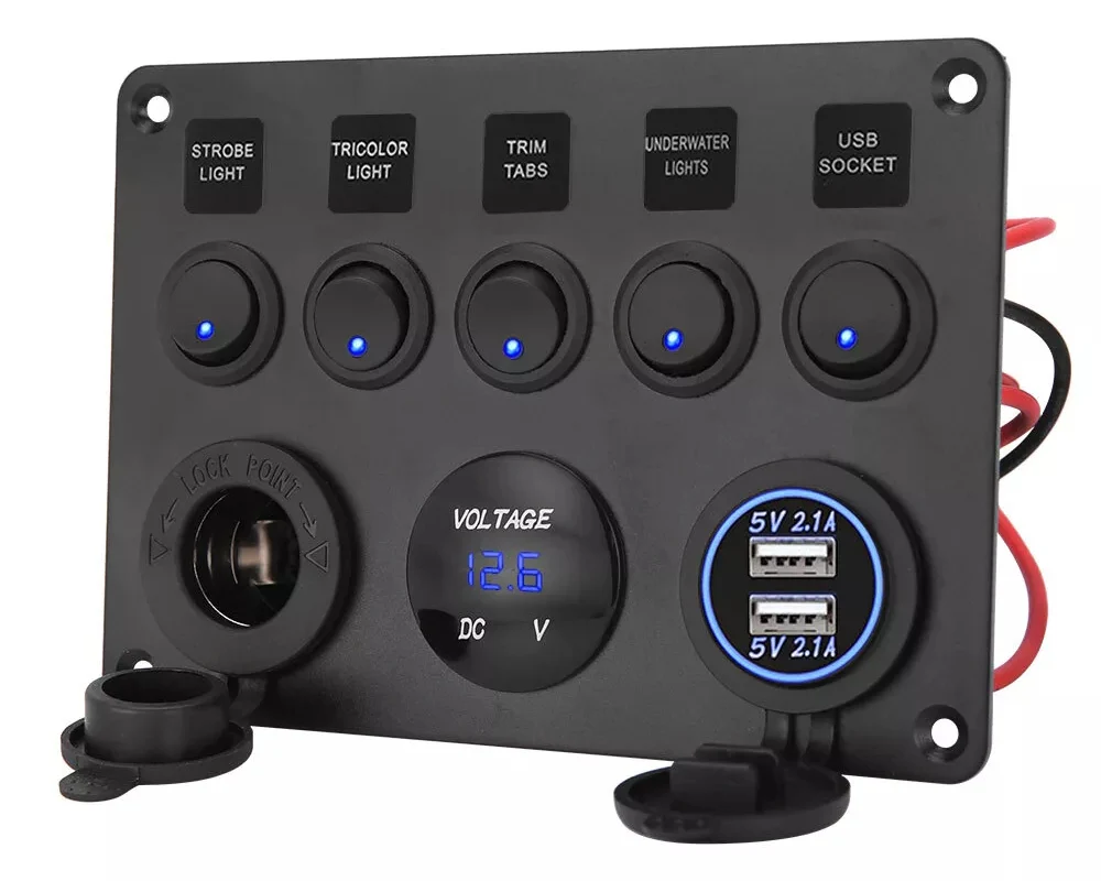 5 Gang Rocker Switch Panel