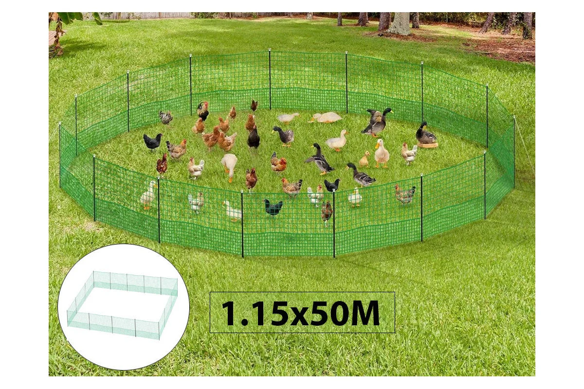50M Chicken Fence Hen Poultry Coop Farm Runs Mesh Cage Net Habitat Safe House Pen - Image 3
