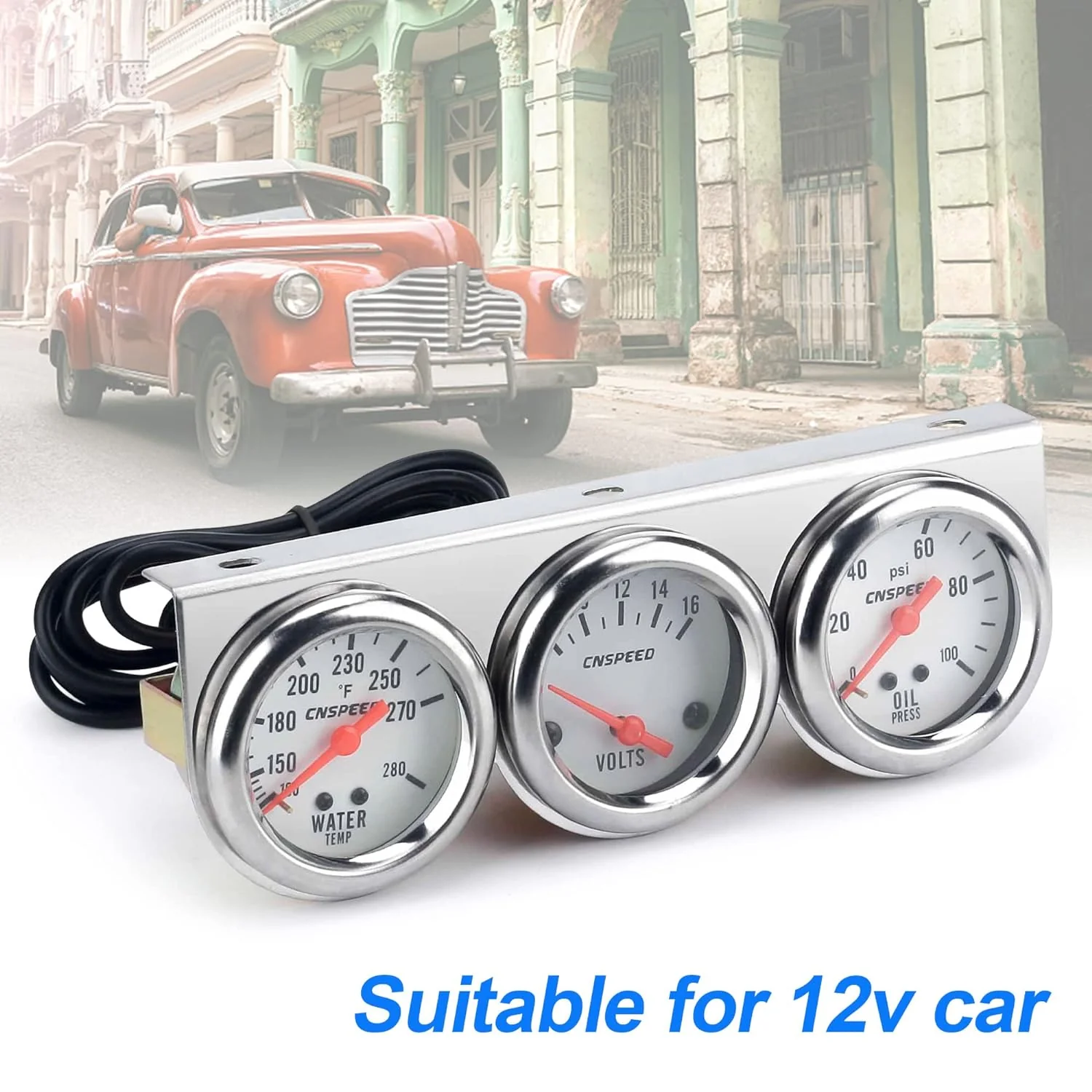 52mm Triple Kit Water Temperature Gauge Voltmeter Oil Pressure Gauge - Image 9