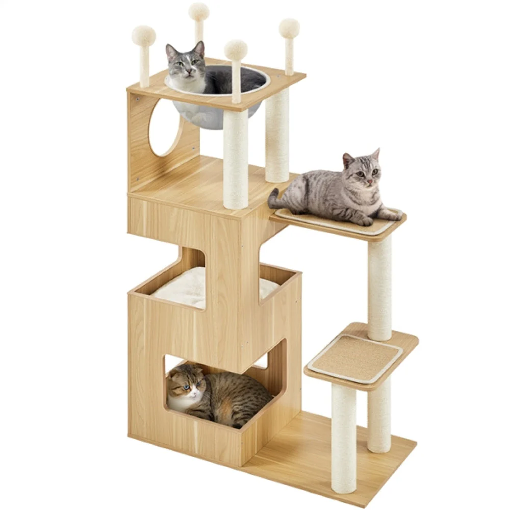 53" Tall Wooden Cat Tree Tower - Image 3
