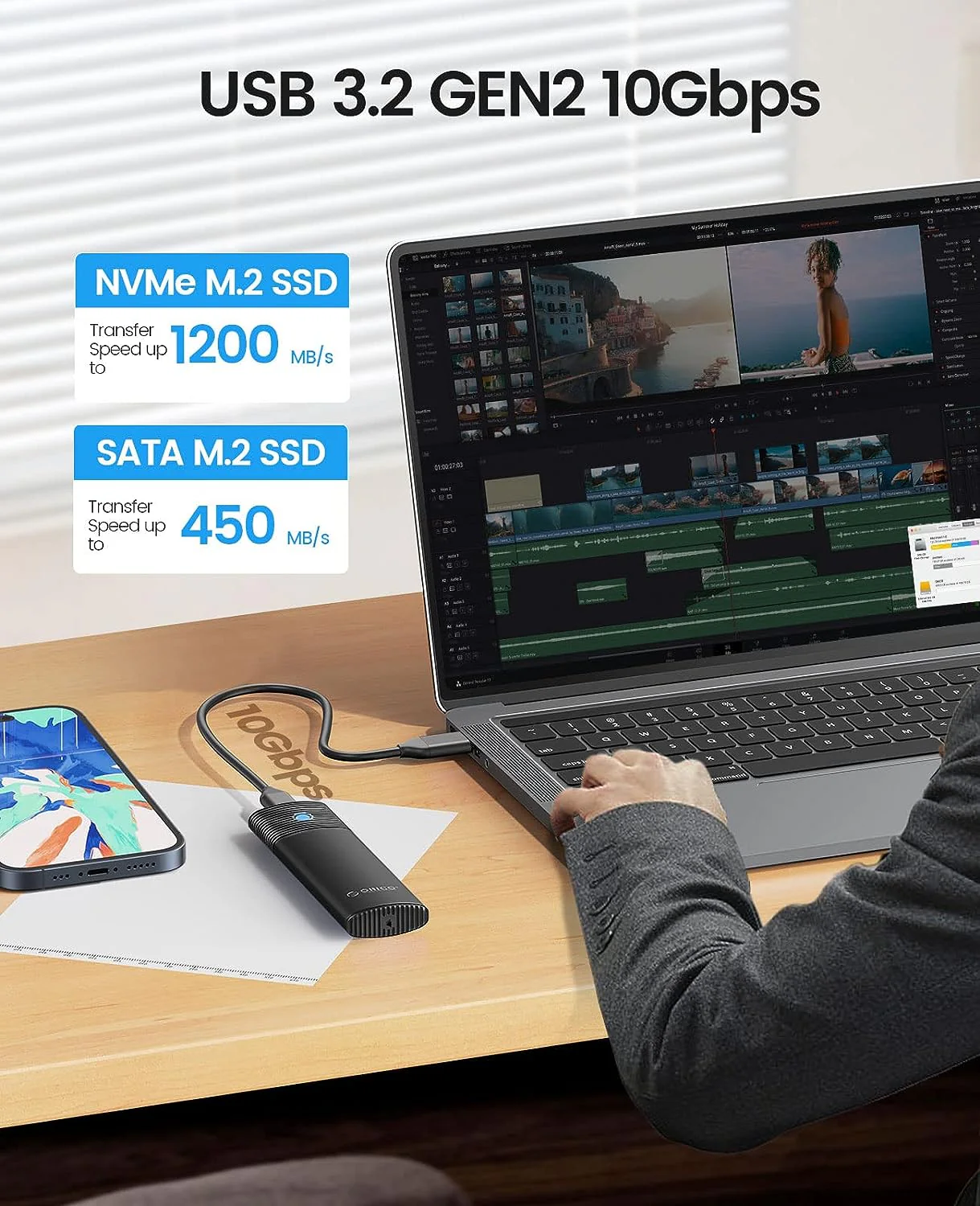 ORICO M.2 NVME 10Gbps SSD Hard Drive Enclosure - Image 11