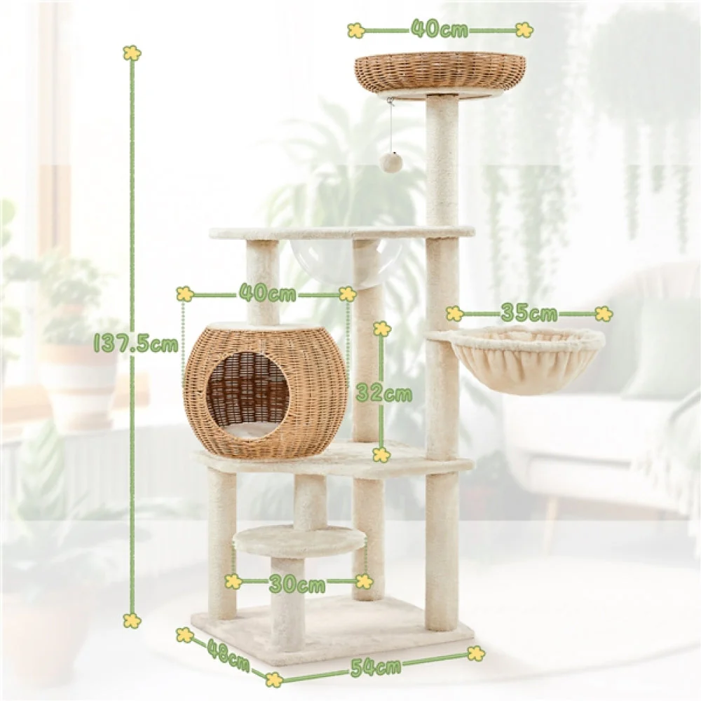 54″ Tall Rattan Cat Tree - Image 6