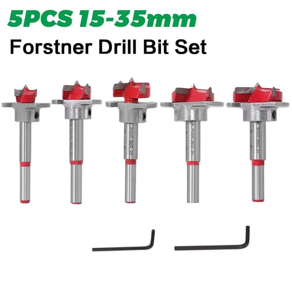 5pcs Forstner Drill Bit Woodworking Hole Saw Cutter Bits 15/20/25/30/35mm Forstner Bits - Image 3