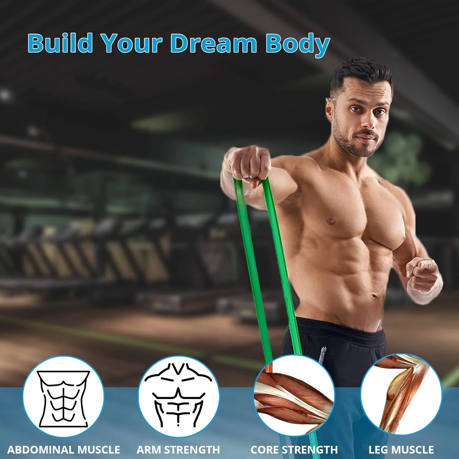 5Pcs Resistance Bands Exercise Yoga Pilates Rubber Fitness Training - Image 6