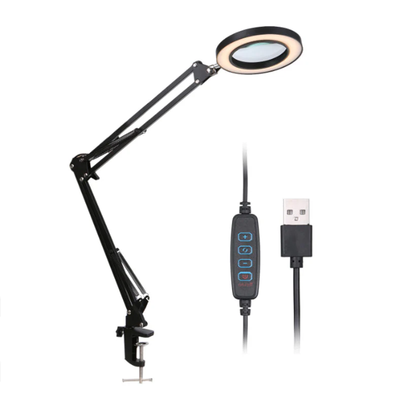 5X Magnifying Lamp with Big Clamp 3 Adjustable LED Light 10 Brightness Magnifier - Image 3