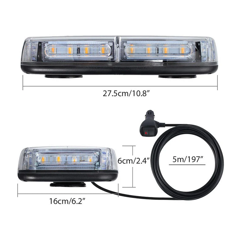 6 COB LED Beacon Flashing Magnetic Emergency Warning Strobe Amber Light 12/24V - Image 2