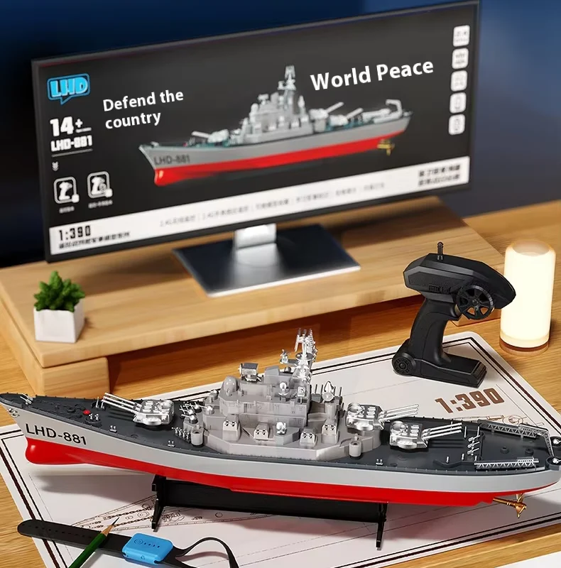 60cm Large RC Battleship 1:390 2.4G Gift Toy for Kids and Adults - Image 2