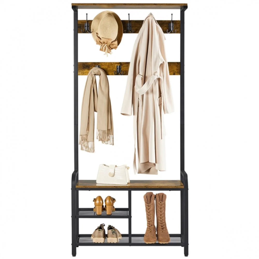 72” H Multifunctional Hall Tree with Bench & Shoe Storage - Image 5