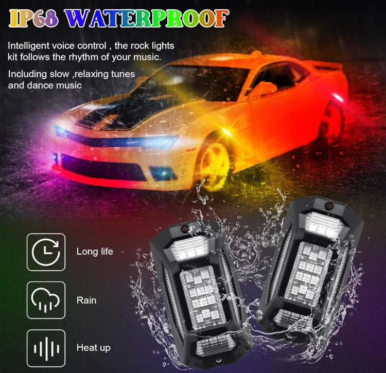 8 Pods Full Angle RGB Rock Lights for Car Trucks UTV SUV ATV Waterproof - Image 4