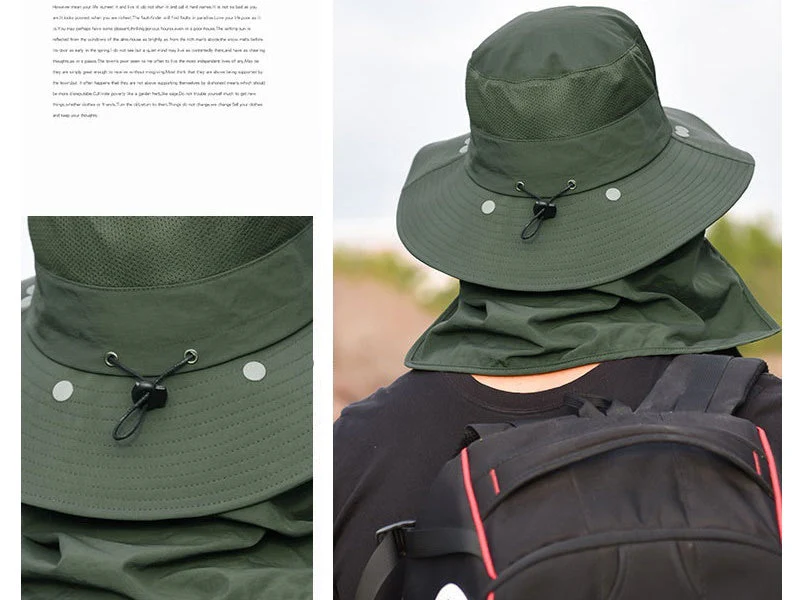 9073GREEN Sun HatS Wide Brim Bucket Outdoor Fishing Hiking Cap UV Protection - Image 3