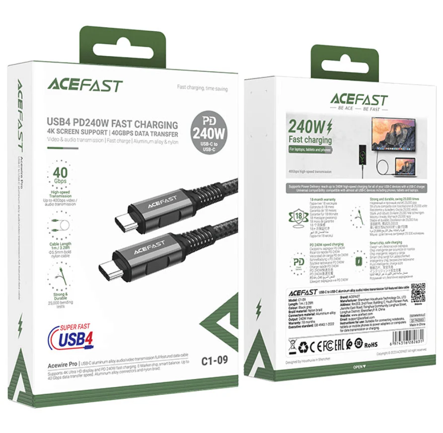 ACEFAST 240W USB-C to USB-C Cable NZ – Super Durable PD Cable C1-09 - Image 6