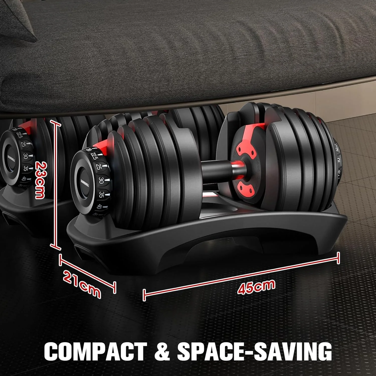 Adjustable Dumbbells 24Kg Pair - Image 9