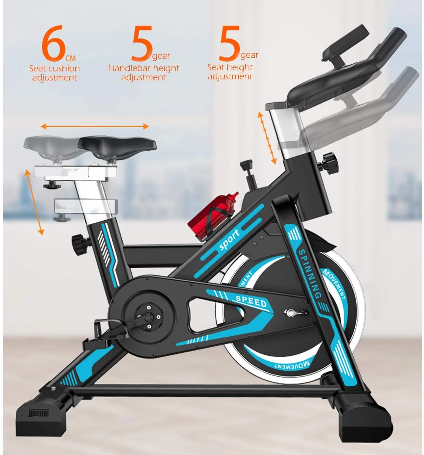 Adjustable Exercise Bike Spin Bike Heavy Duty - Image 10