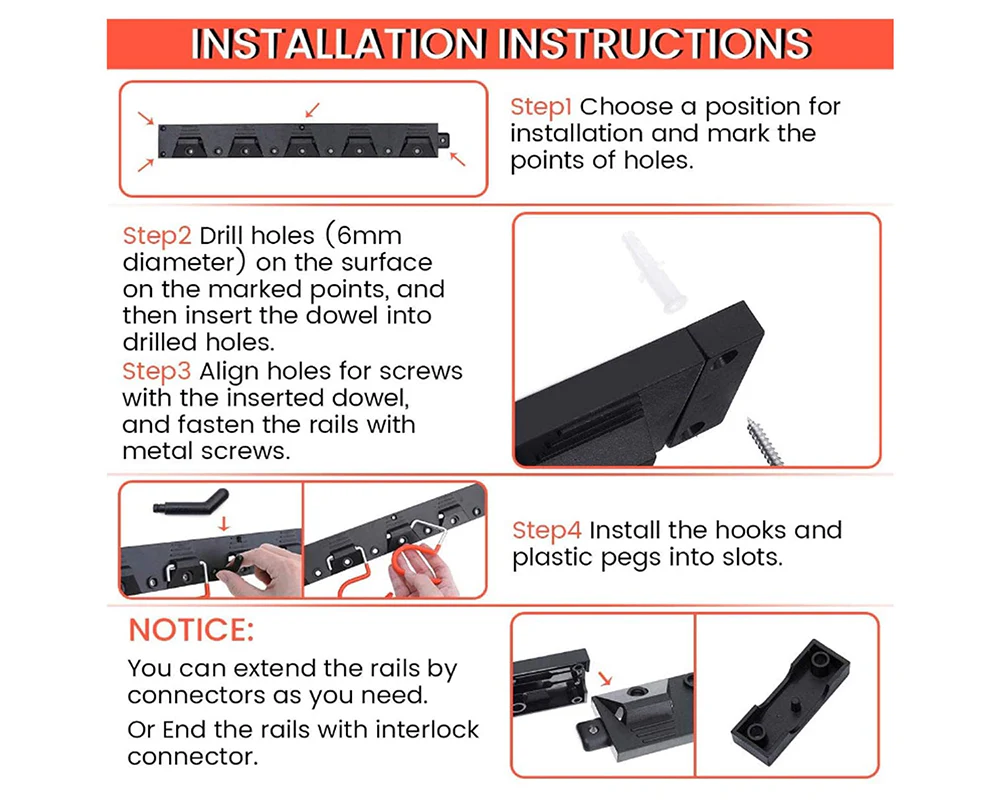 Adjustable Garden Storage System Wall Mount Tool Organiser - Image 5