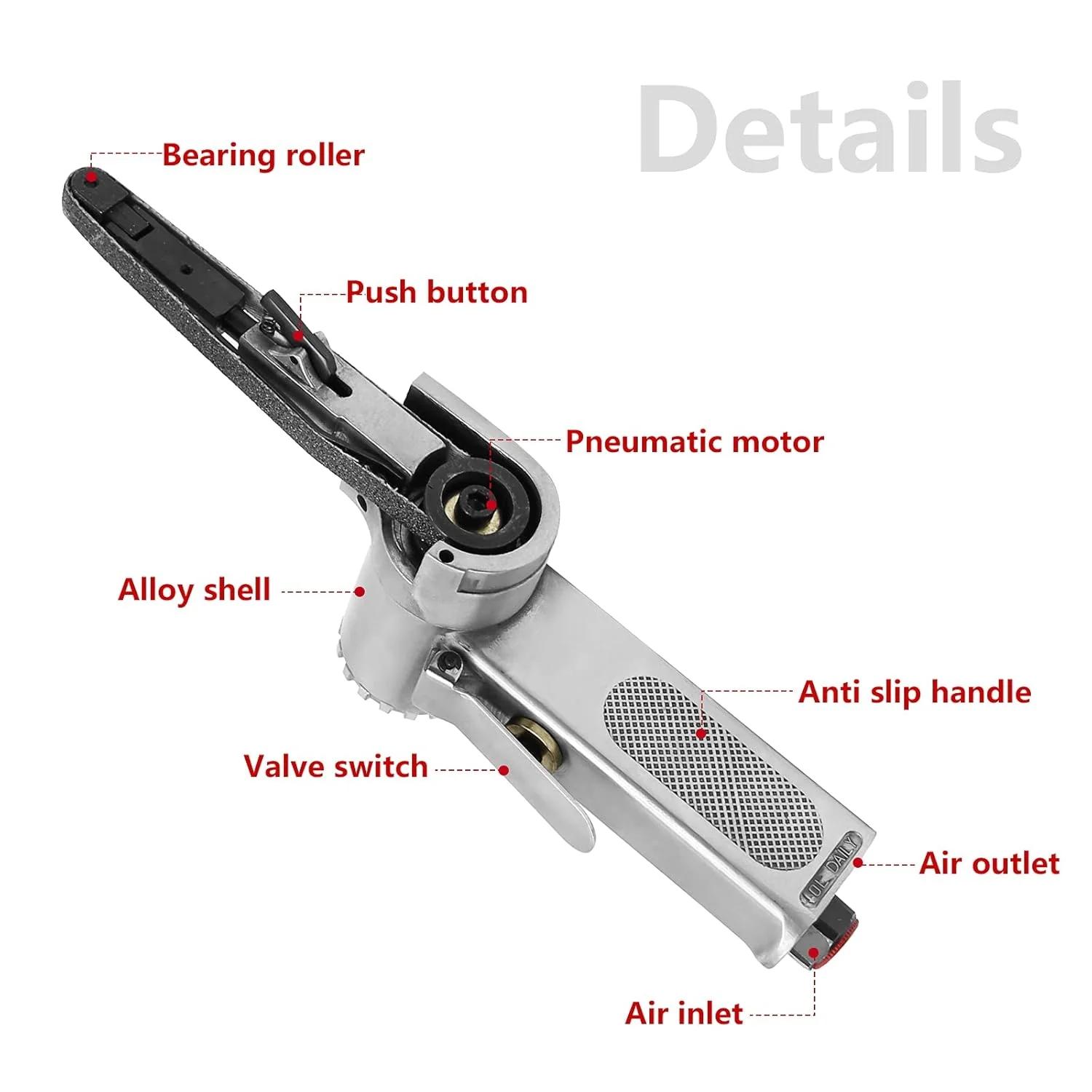 Air Belt Sander with Sanding Belts (Pneumatic Tool) - Image 4