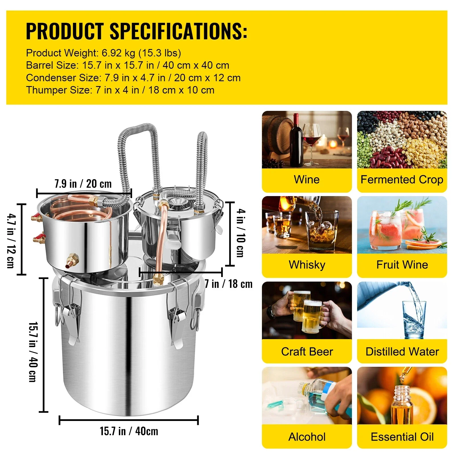 Alcohol Distiller 50L - Dual Condenser Alcohol & Water Distiller Kit - Image 2