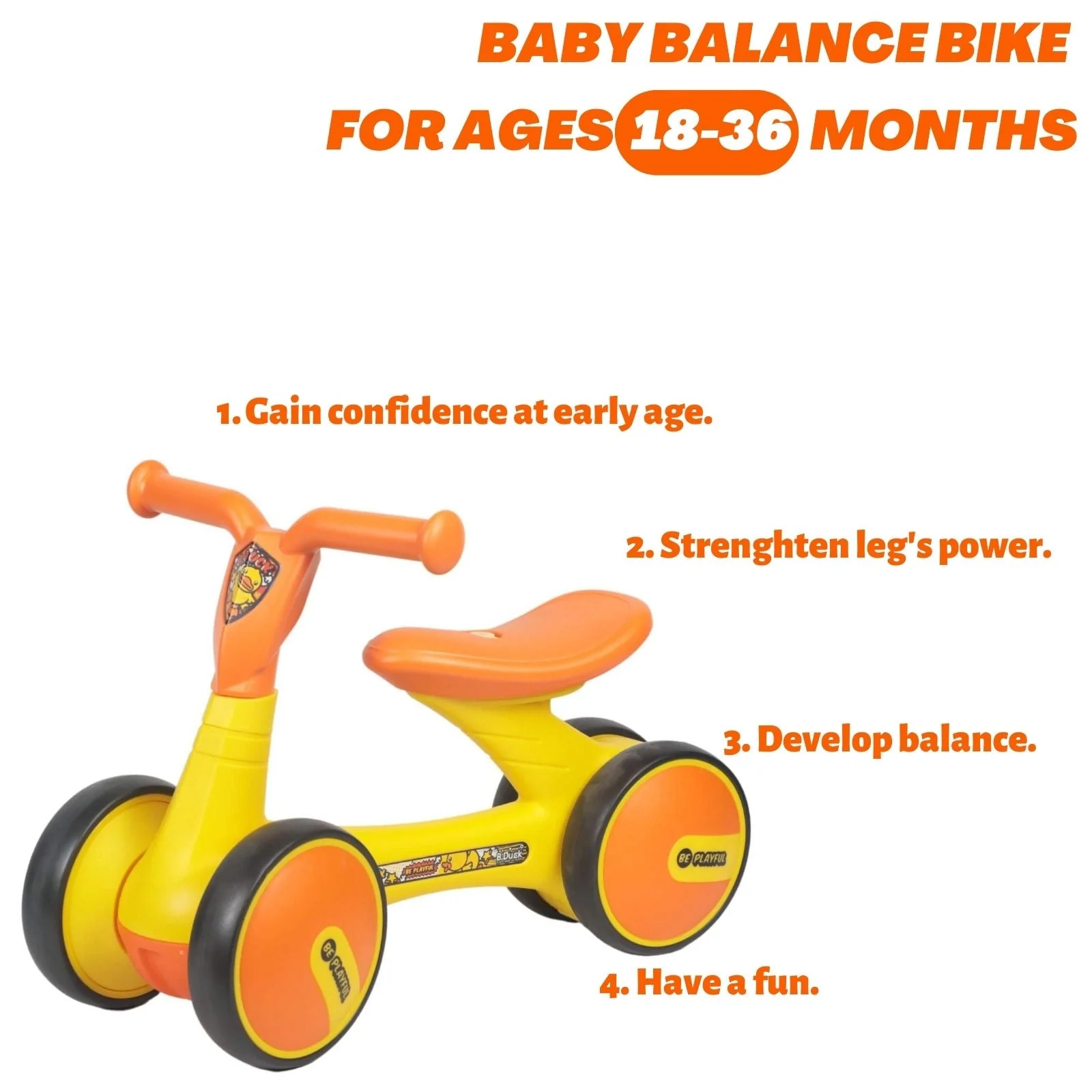Baby Balance Bike 1006YO Yellow - Image 2