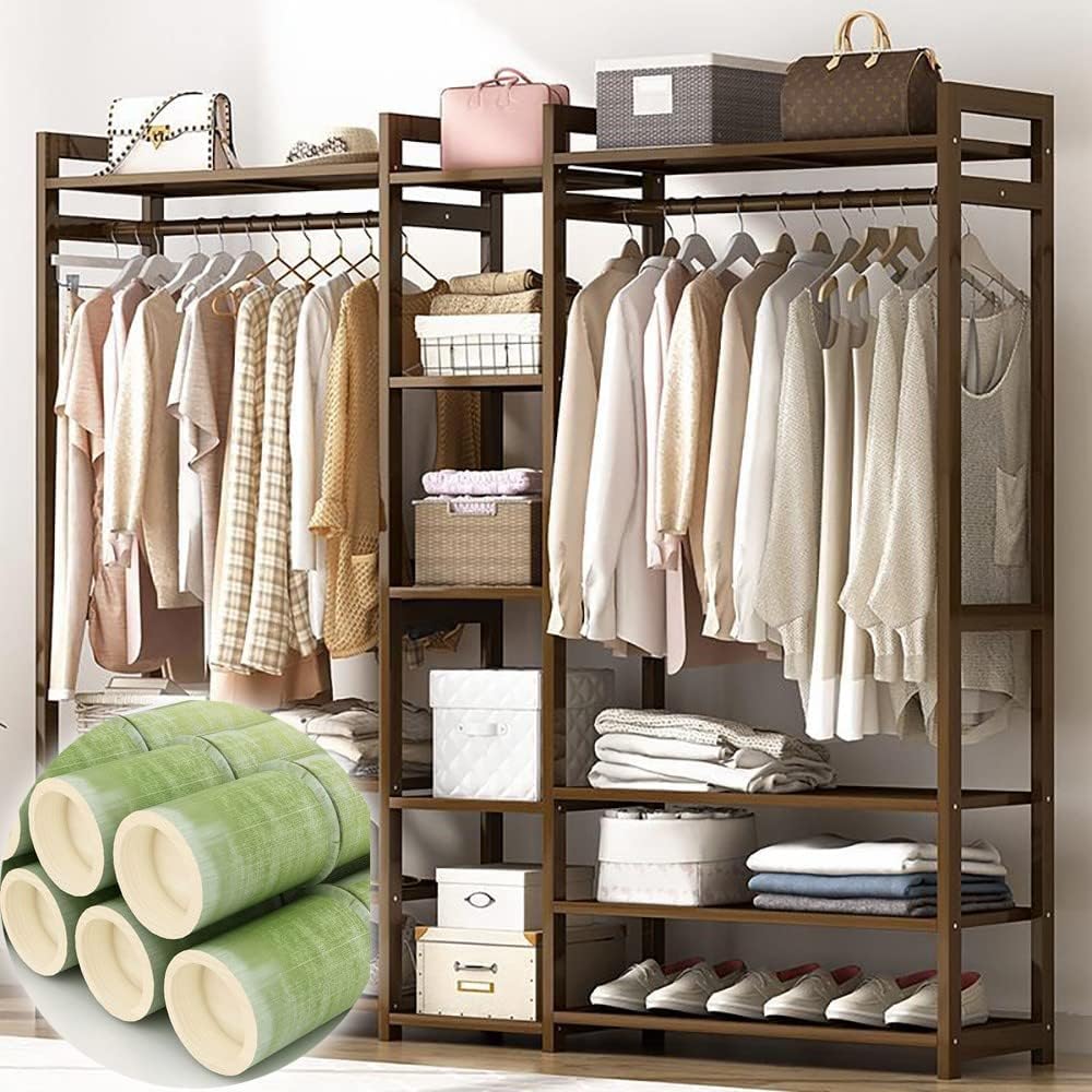 Bamboo Clothes Rack with Shelves - Image 7