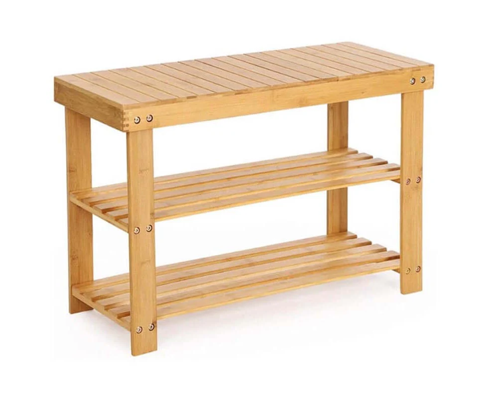 Bamboo Shoe Rack Bench 3-Tier - Image 9