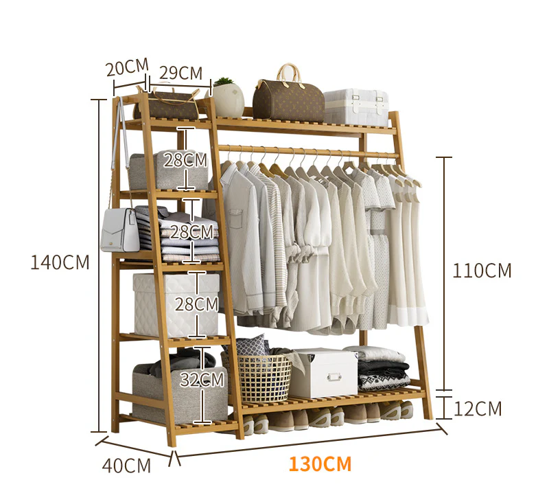 Bamboo Wardrobe Clothes Rack - Image 8