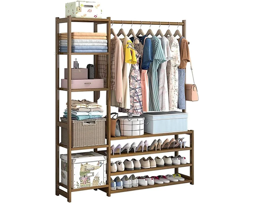 Bamboo Wardrobe Clothes Rack - Image 9