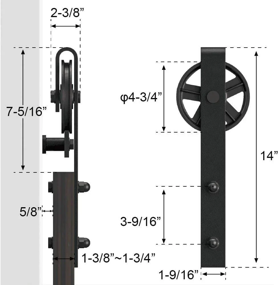 Barn Door Hardware 3.66m Double Door - Image 5