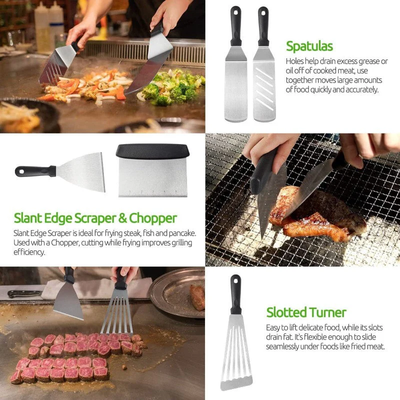 Griddle Accessories Kit 38PCS – Stainless Steel BBQ Tool Set with Storage Bag - Image 9